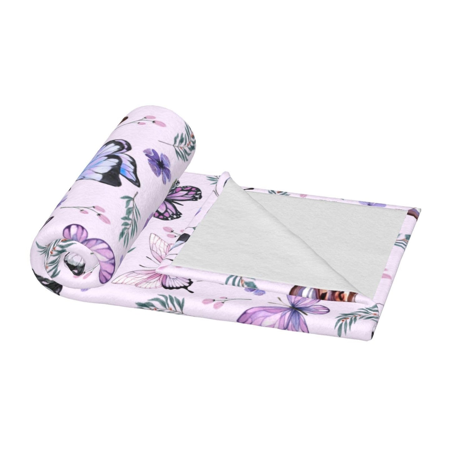 Butterflies Blanket Throw - Soft Warm Flannel Fleece Blanket for Women & Men, Lightweight Cozy Floral Blankets for Travel, Airplane, Bed, Couch, Car, Gifts Idea 50"x40"