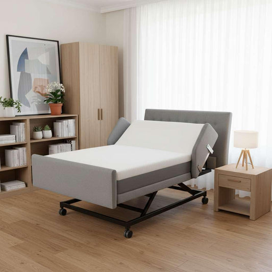 Customize Your Own Adjustable Hospital Bed for Home Use with Gel Memory Foam Mattress -Bariatric Queen Size Home Style Full Electric Medical Bed - Adjust Height, Head, and Foot - Cozy Elegant Design