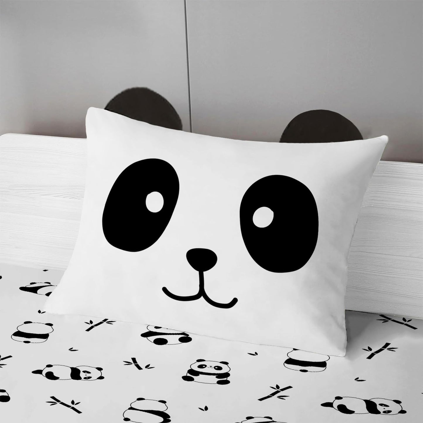 MUSOLEI Panda Sheets Panda Fitted Sheets Cute Animal Bed Set with 3D Ear Girl Twin Bed Sets Girl Full Bedding Kids Bedding Cute Kids Bed Sheets 1 Flat Sheet 1 Fitted Sheet with 1 Pillowcase (Twin)