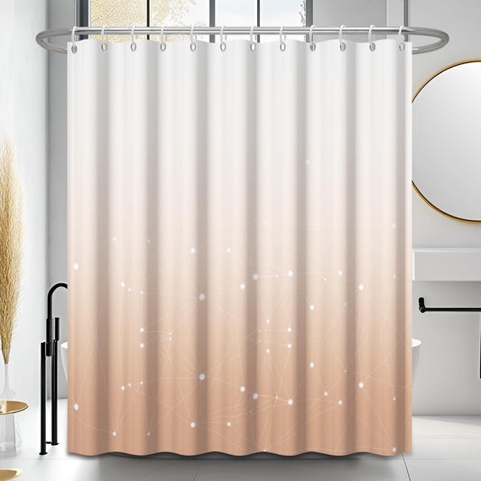 GICDSU Peach Pink and White Ombre Shower Curtain, Cloth Waterproof Geometric Shower Curtains Set for Bathroom, Machine Washable Bathroom Curtain with 12 Hooks, 72x72 Inches