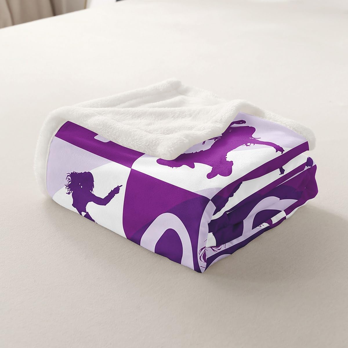 Feelyou Hip Hop Style Throw - Street Dance Fleece Sherpa Blanket for Couch, Chair, Sofa - Warm Plush Throw 50"x60" - Purple Design - Room Decor - Youth