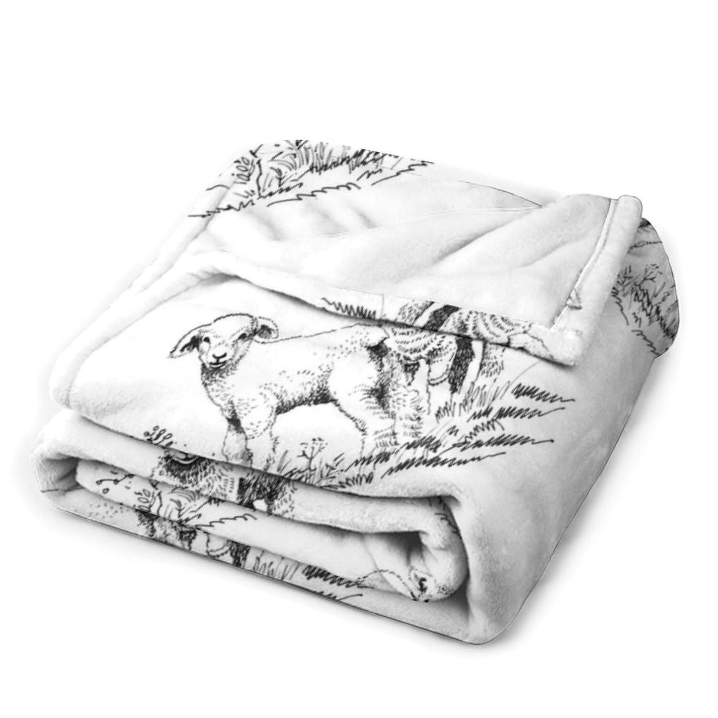 Cute Sheep Blanket Abstract Aesthetic Hand Drawn Sheep Cute Animal Black White Art Print Soft Cozy Lightweight Throw Blanket for Bedroom Living Room Dorm Chair Sofa Travel 40x50in