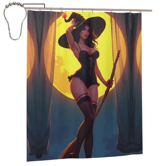 HEILIVIO Shower Curtain Halloween Witch Waterproof Fabric Stylish Durable Bathroom Decor,Quick-Dry,60x72inches,Includes Hooks
