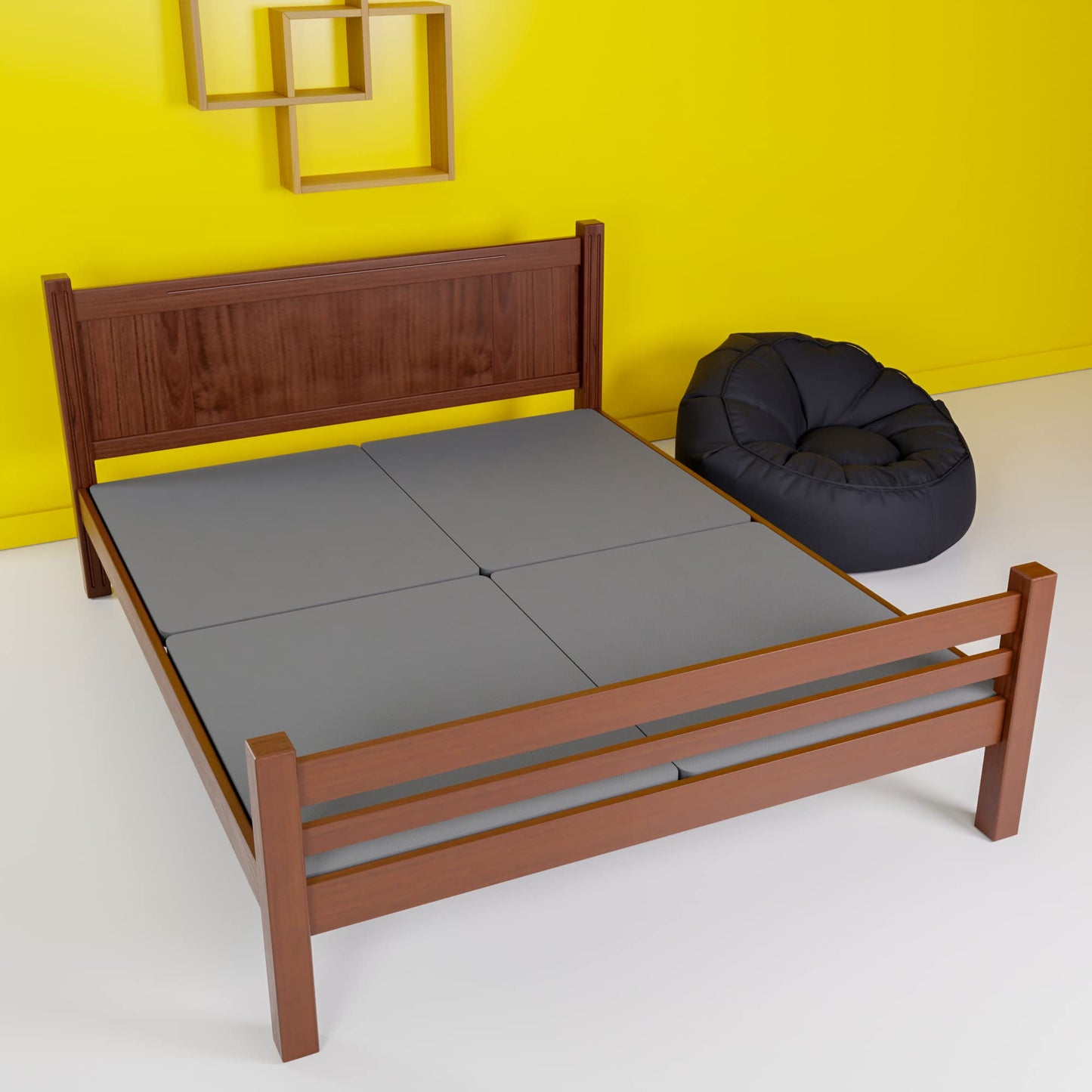 Greaton, 1.5” Split Wood Bunkie Board for Mattress/Bed Support - Fully Assembled, Low Profile Support-Design, Queen(Fold), Gray.