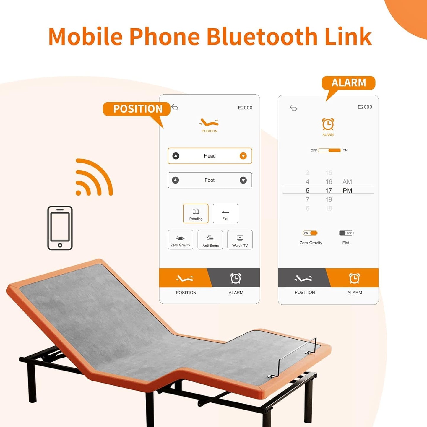 ESHINE Adjustable Bed Frame + 10 Inch Gel Memory Foam Mattress Twin XL Adjustable Bed Bluetooth APP Control, Wireless Remote, Zero Gravity, Anti Snore, Head and Foot Incline, 2000 Series