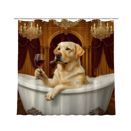 REZHOCH Luxury Labrador Retriever Shower Curtain 72x72,Funny Animal Elegant Vintage Bath Curtain,Waterproof Washable Fabric,Modern Pet Art Men Masculine Home Bathroom Decor with Hooks