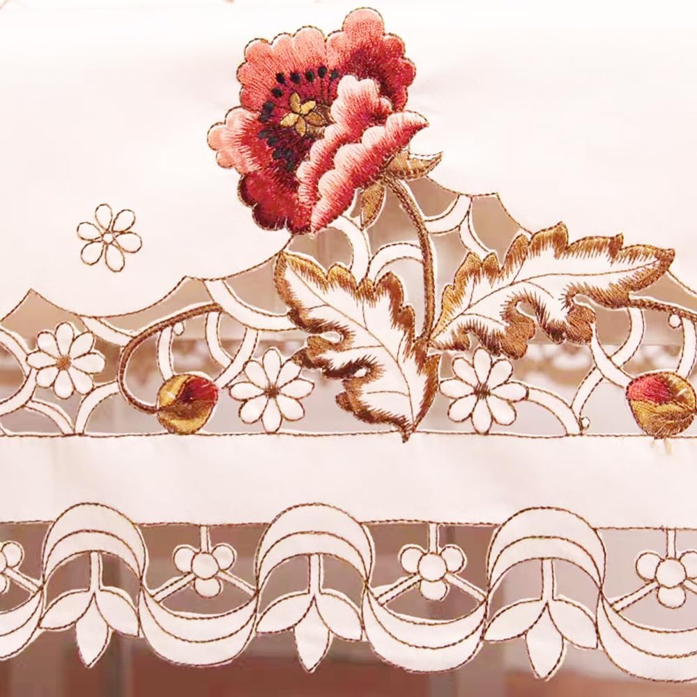 MULBESS Square Tablecloth - Stain Resistant Spillproof Flower Embroidered Lace Tablecloths Washable Table Cloth for Dining Room Kitchen Home Decor (Square, 57 X 57 inch)