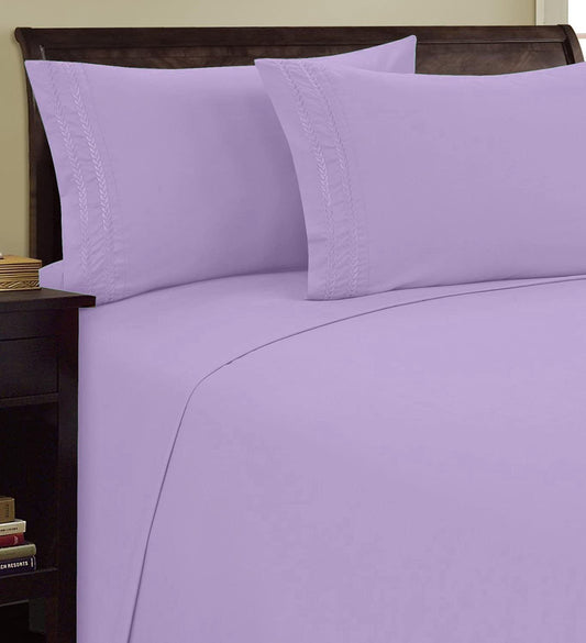Elegant Comfort 1500 Premier Chain Design Hotel Quality Luxurious Silky Soft Wrinkle & Fade Resistant 4 pc Sheet Set, Deep Pocket Up to 16" - Queen Lilac