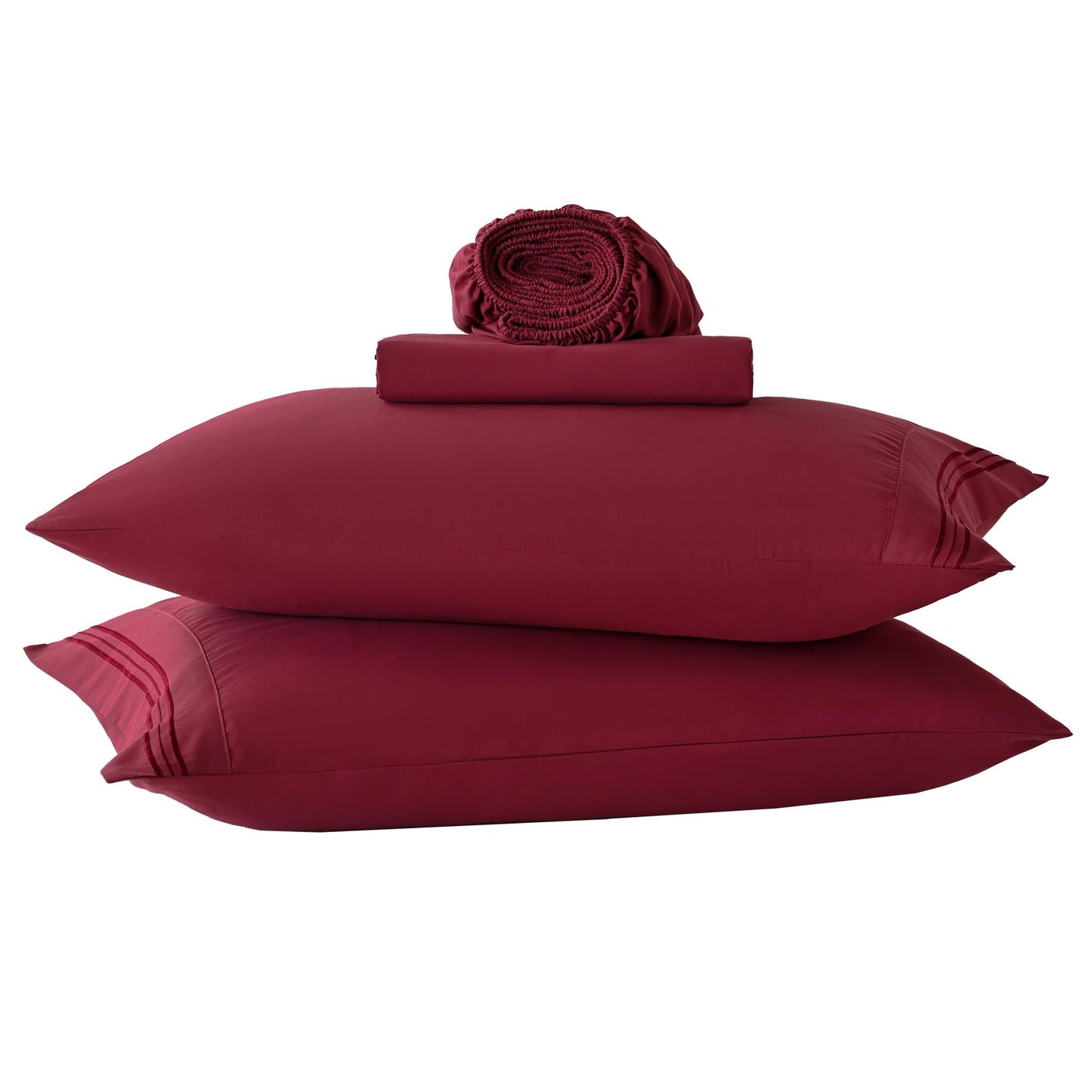 Wine Red Queen Sheet Sets-Luxury Hotel Style-Extra Deep Pocket Fitted Bed Sheet Set-Microfiber Bedding Sheets & Pillowcases-Soft Cooling Bedsheet 4 Piece Burgundy
