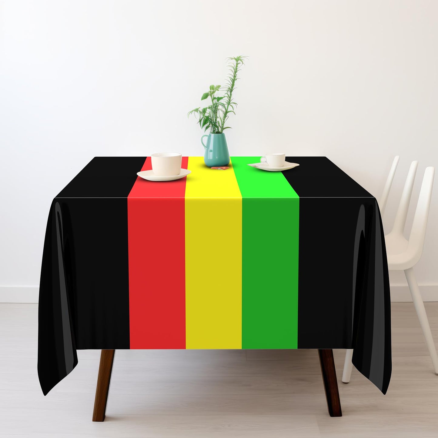 Oudain 6 Pcs Africa Flag Tablecloth Rectangle Plastic Tablecloth Disposable Table Cloths for Country Flag Table Cover for Family Kitchen Dining Decoration, 54 x 108 in(Black 1)