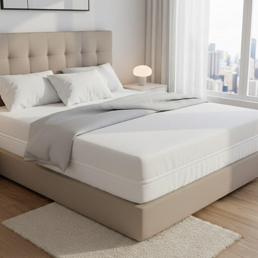 Linen Store Queen Mattress Protector Cover, Premium Microfiber Mattress Cover Waterproof Shield Zippered Mattress Bed Protector Encasement, Velcro Zip, Ultra Soft - Queen Size