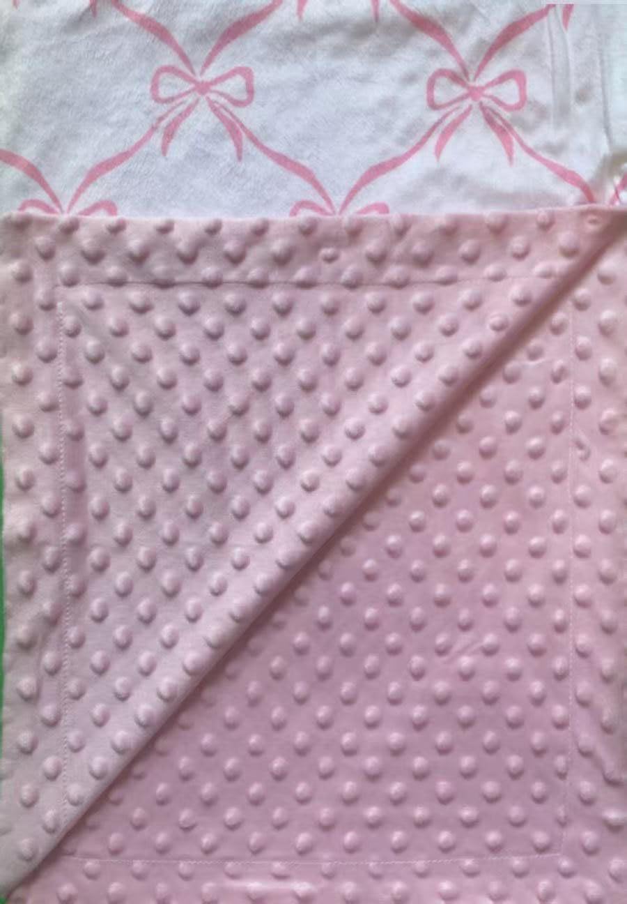 Baby Blanket for Boys Girls Super Soft Double Layer Minky with Dotted Backing Cute Cow Crib Receiving Blanket Bed Throws for Newborns Nursery Stroller Toddler 30 x 40 Inch (Pink Bow)