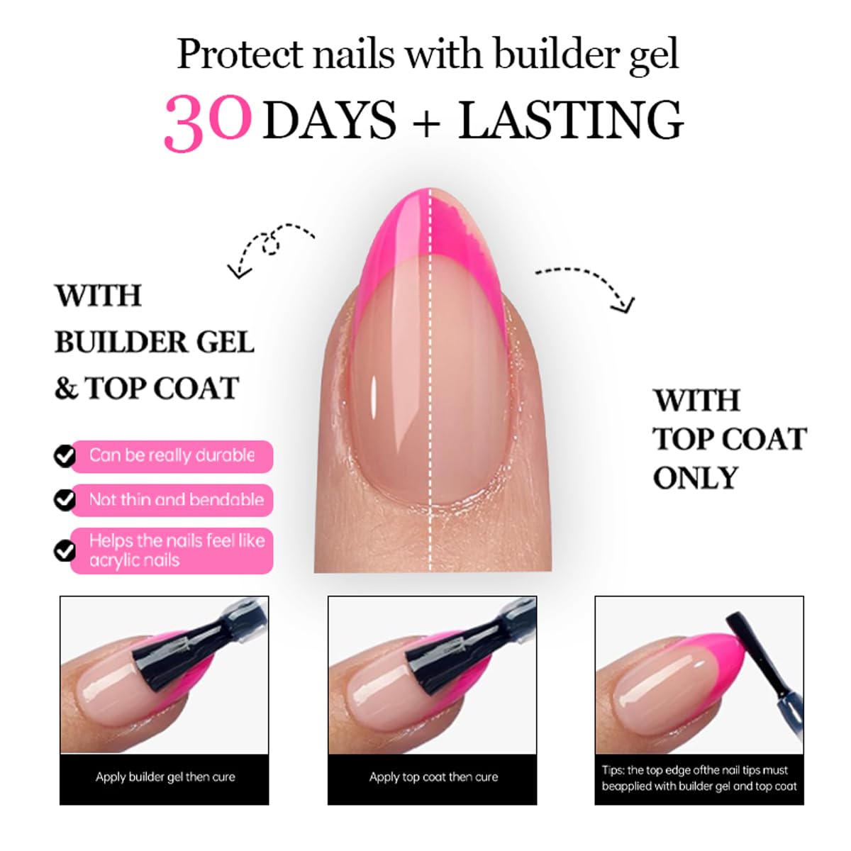 French Tips Press on Nails Brown - Long Square Nails Press on with 5D Flower, Gold Charm Design Glossy Ombre Fake Nails Floral Glue on Nail Reusable Fall Summer Nail for Women Manicure 24Pcs