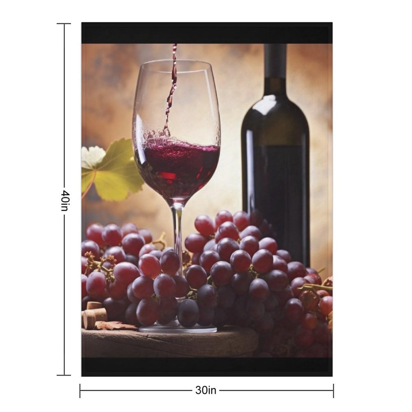 Vuiopuf Grape Wine Print Blanket Lightweight Wrinkle-Resistant for Cozy Lounging, Picnics, Yoga, Decor Gifting