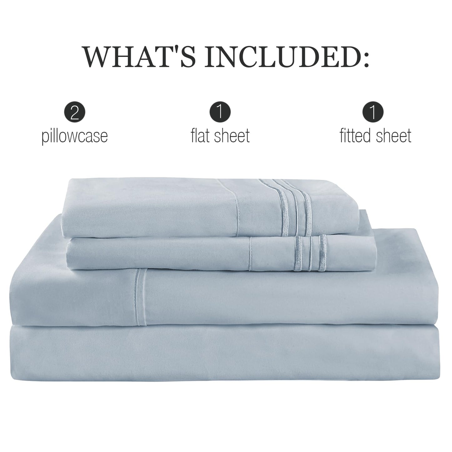 Yibeizi Queen Sheet Set Cooling Sheets Deep Pocket Queen Size Bed Sheets Set, Light Blue Soft Microfiber Oeko-Tex Sheets & Pillowcases Hypoallergenic Wrinkle Free Bedsheets