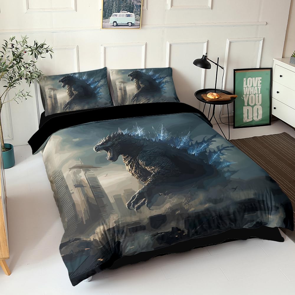 sonicpony Men Duvet Cover Twin Set Dinosaur Comforter Cover Bedding Set 3D Digital Print 1 Piece Duvet Cover with Zipper Closure 2 Pieces Pillow Shames No Comforter (Dino23, Twin)