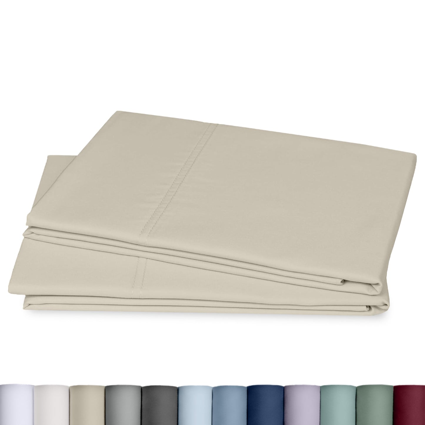 California Design Den 100% Cotton King Pillow Cases Set of 2, 800 Thread Count, Soft Pillow Cases Sateen, Fits King Size Pillows (Beige)