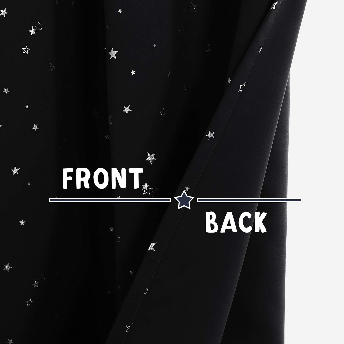 PrinceDeco Blackout Kids Curtains for Bedroom Thermal Insulated Silver Twinkle Star Curtains for Boys Antique Grommet Top Window Treatment 2 Panels Drape for Nursery (52" W x 84" L, Black/Silver)