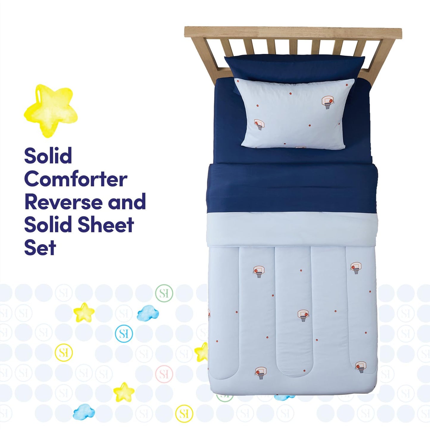 Basketball Comforter Set Twin Size – Bed in a Bag with Sheets, Pillowcases & Shams – Soft Stylish Sports Bedding – All Season Boy’s Basketball Bed Set