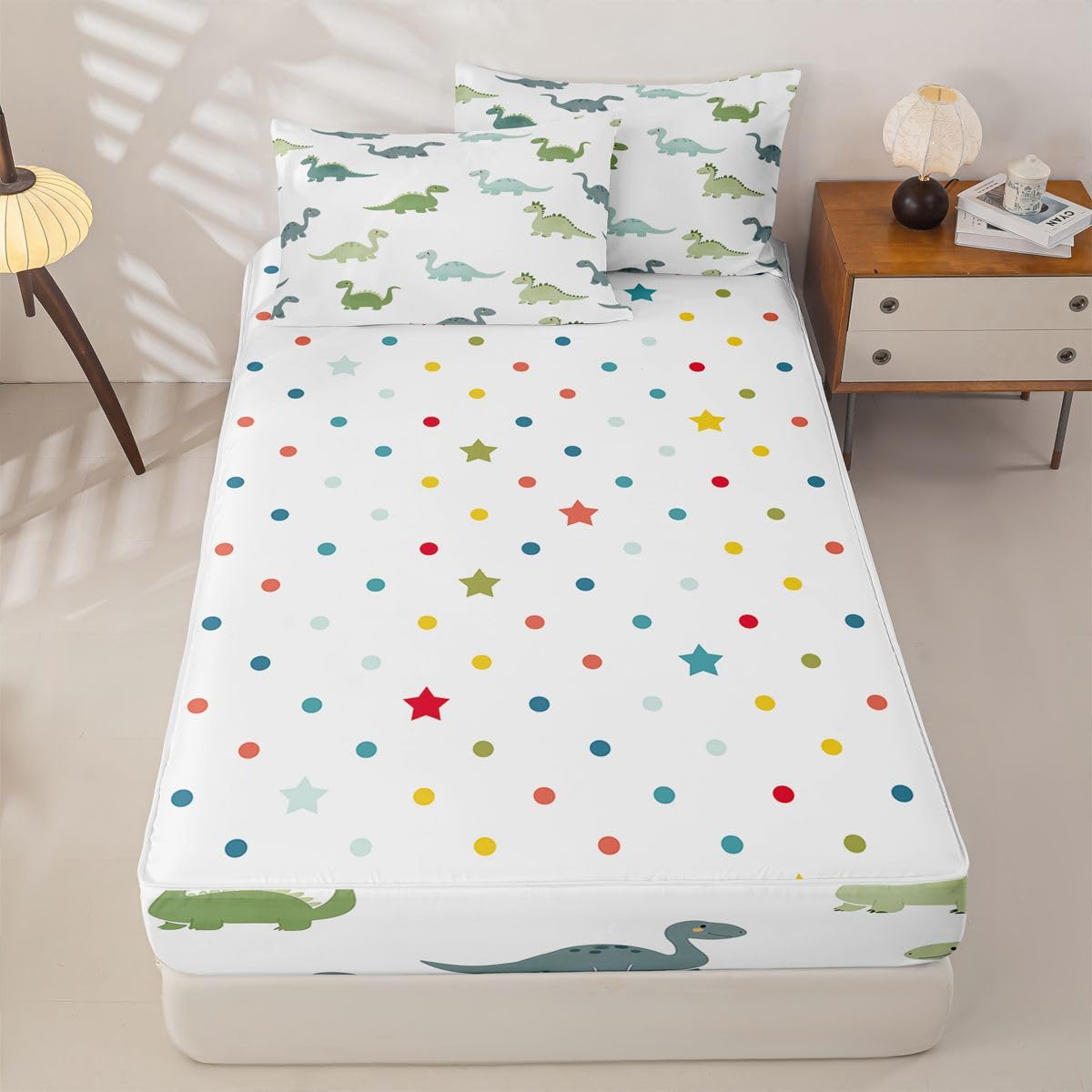 jejeloiu Boys Dinosaur Comforter Set Twin 3D Digital Print Zipper Bedding Set for Kids Boys Girls Jungle Dino Bed in a Bag Wild Animal Microfiber with 2 Pillow Cases Cartton Dinosaur