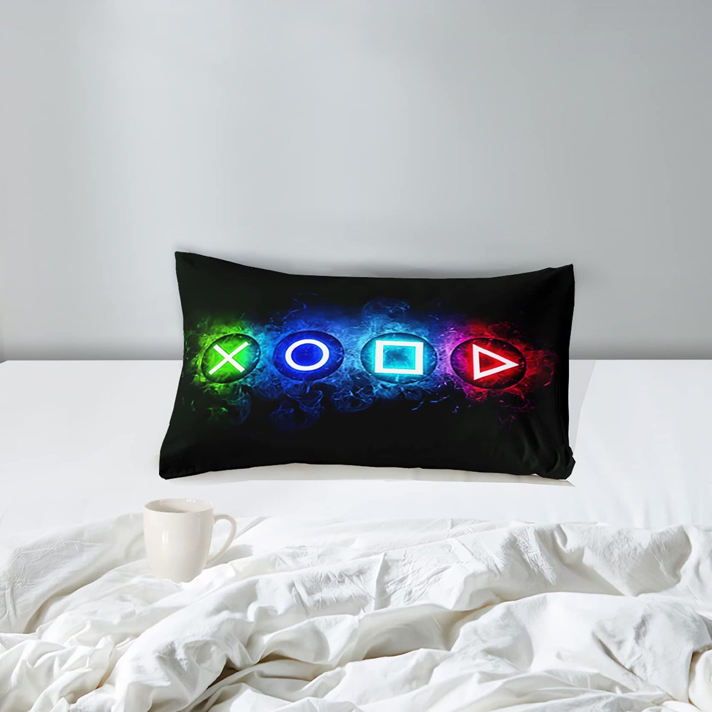 kodhyvj Gamer Comforter Sets for Boys, Twin Gaming Bedding Sets for Boys, Black Video Game Gamepad Twin Bed Sets for Boy Kids Bedroom Home Decor, 1 Comforter and 1 Pillowcase