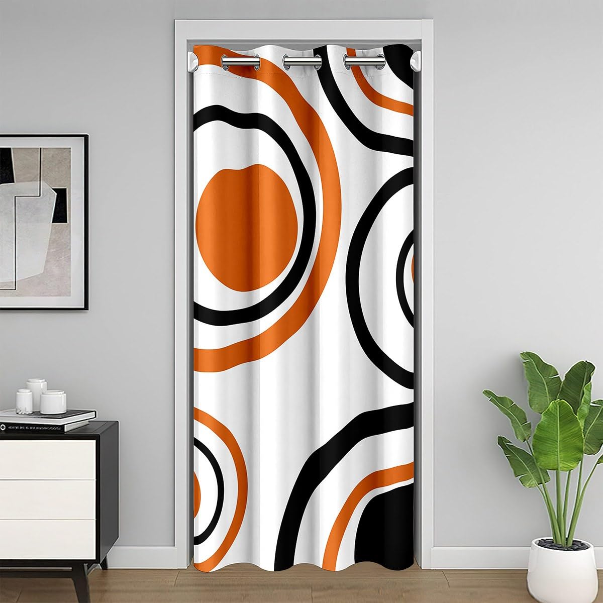 Erosebridal Orange Abstract Bed Sheets Full Size Modern Geometric Circles Flat Fitted Sheet Boho Art Aesthetic Striped Sheet Set Minimalist Black White Abstract Sheets