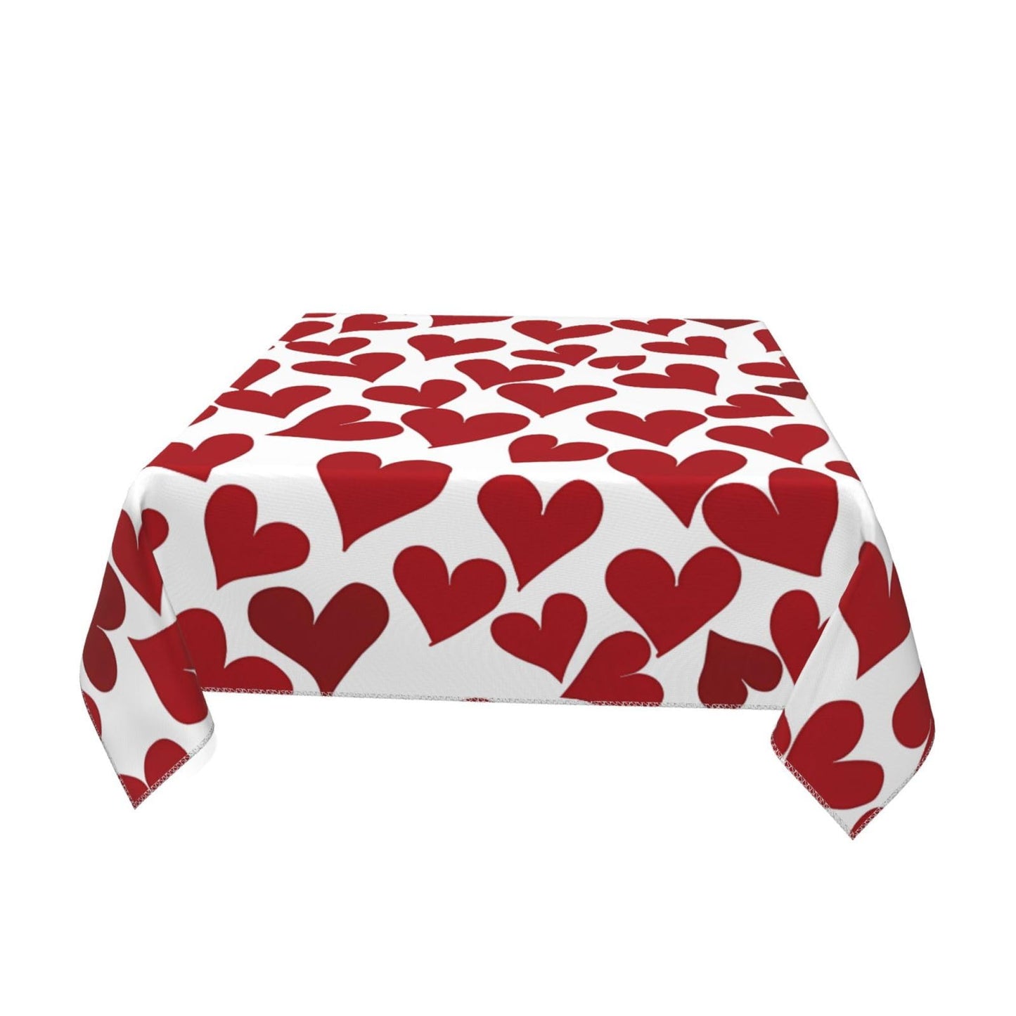 Entemne Square Table Cloth 55x55 Inch Red Love Heart Pattern Tablecloth Washable Soft Wrinkle Free Dust Proof Card Table Cover for Tea Party Picnic Kitchen Dining Decor