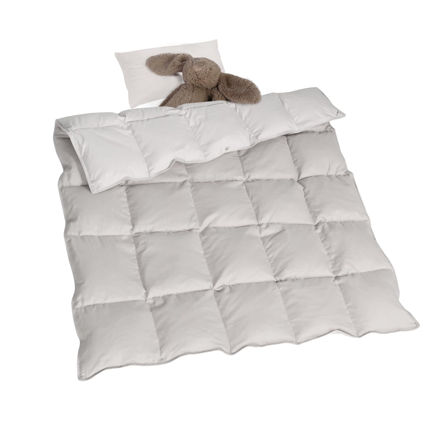 zzlamb Muslin Toddler Down Comforter Baby Down Blanket, Lightweight Crib Quilt All Season Duvet Insert, Soft & Breathable 100% Cotton Muslin for One Side Machine Washable, Misty Grey 41x48in