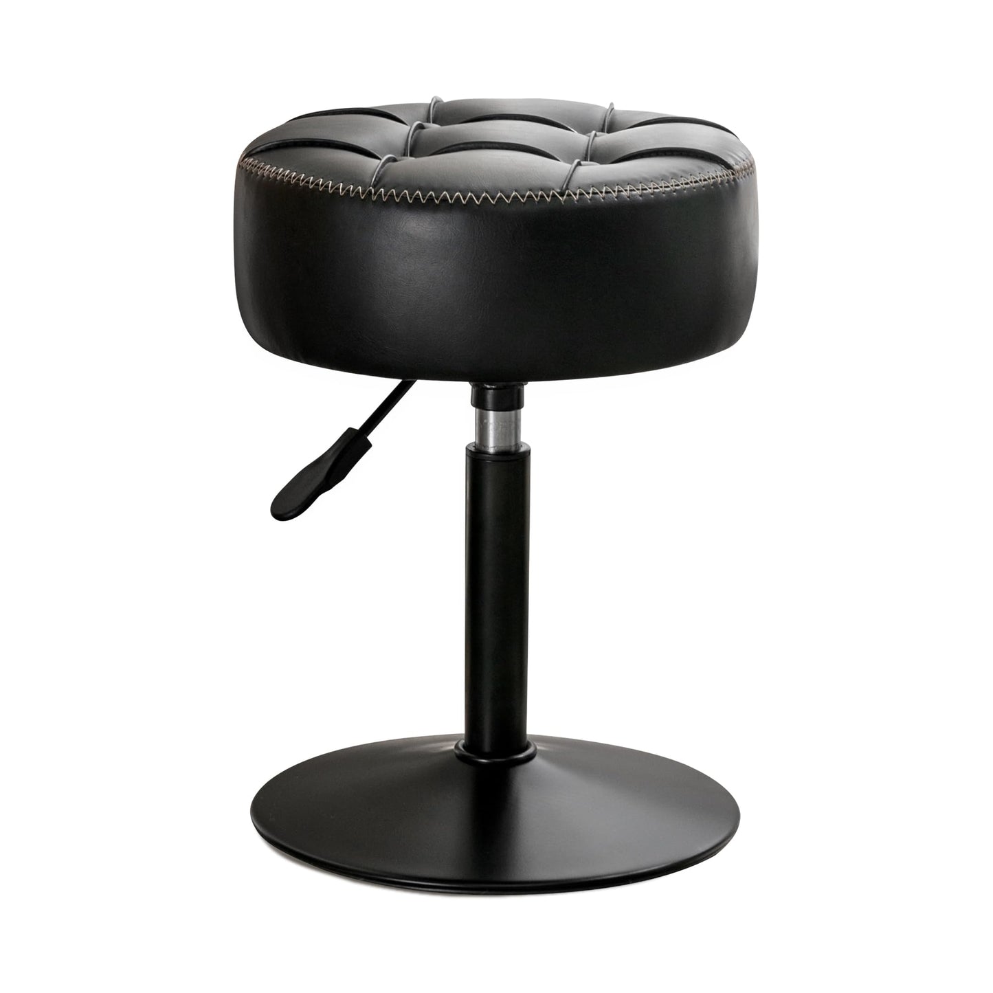 LUE BONA Adjustable Vanity Stool 15.8"-20.7", 360° Swivel Faux Leather Chair, 300lbs Capacity for Makeup Room, Bathroom, Living Room, Black