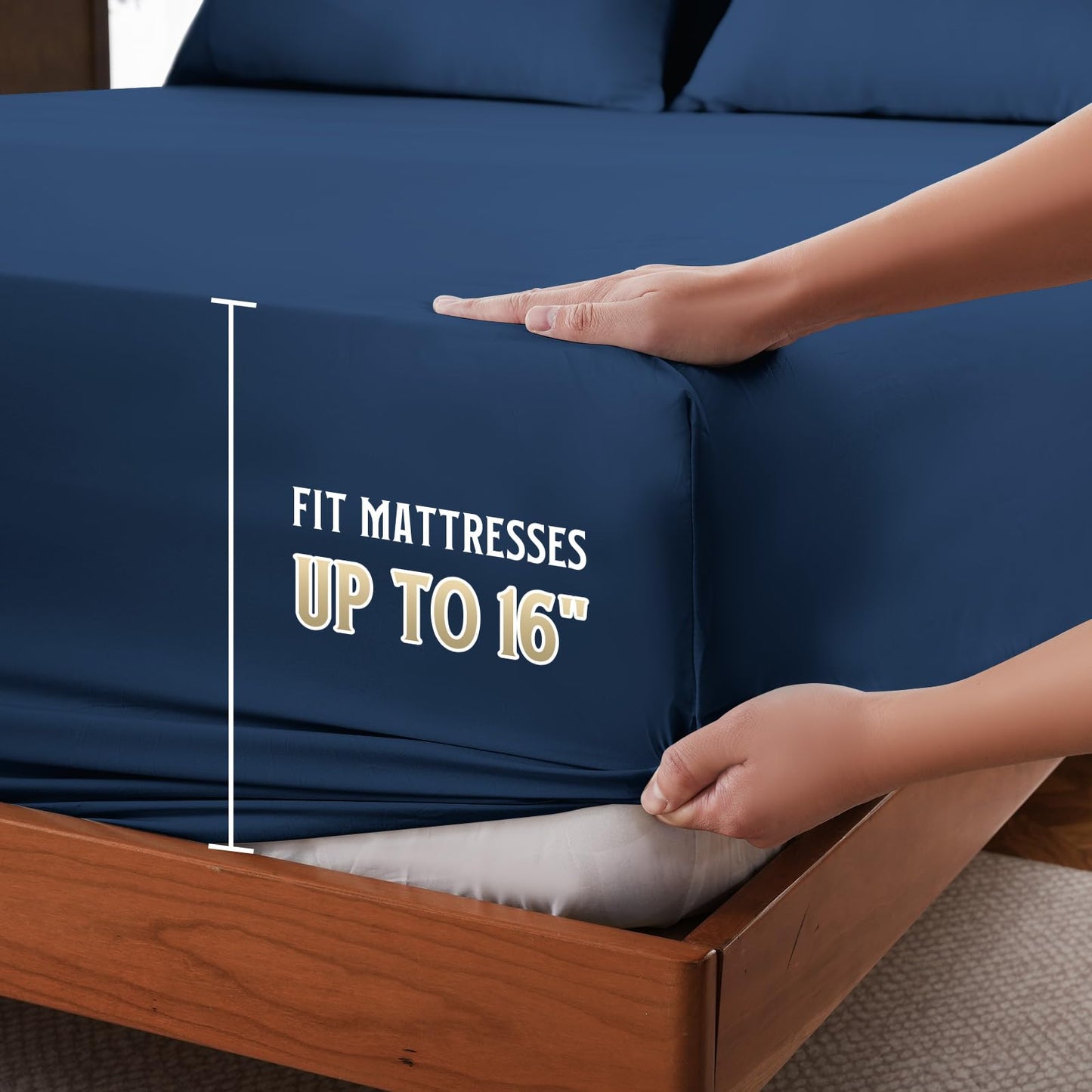 ChicView Full Sheet Set,4 Pieces Hotel Luxury Breathable Soft Microfiber Bedsheets, Anti Pilling Deep Pockets Easy Care Bed Sheets, Navy Blue