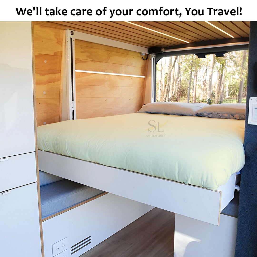 Shreem Linen Microfiber RV Sheet Sets, 48x75 3/4 Full Bunk, Ivory Solid - Fits Mattresses up to 8 Inches Deep, 4 Piece RV Bed Sheets for Campers, Motorhomes, and Travel Trailers