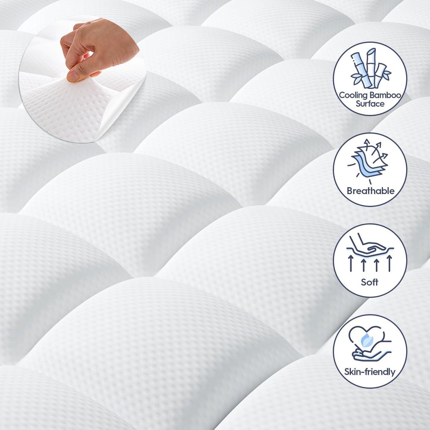 ELEMUSE 3 Inch Full Size Dual Layer Memory Foam Mattress Topper, 2 Inch Cooling Gel Foam, 1 Inch Soft Pillowtop Pad, Pressure Relief Bed Topper for Teen Room, Apartment & Guest Bed, Comfort Support