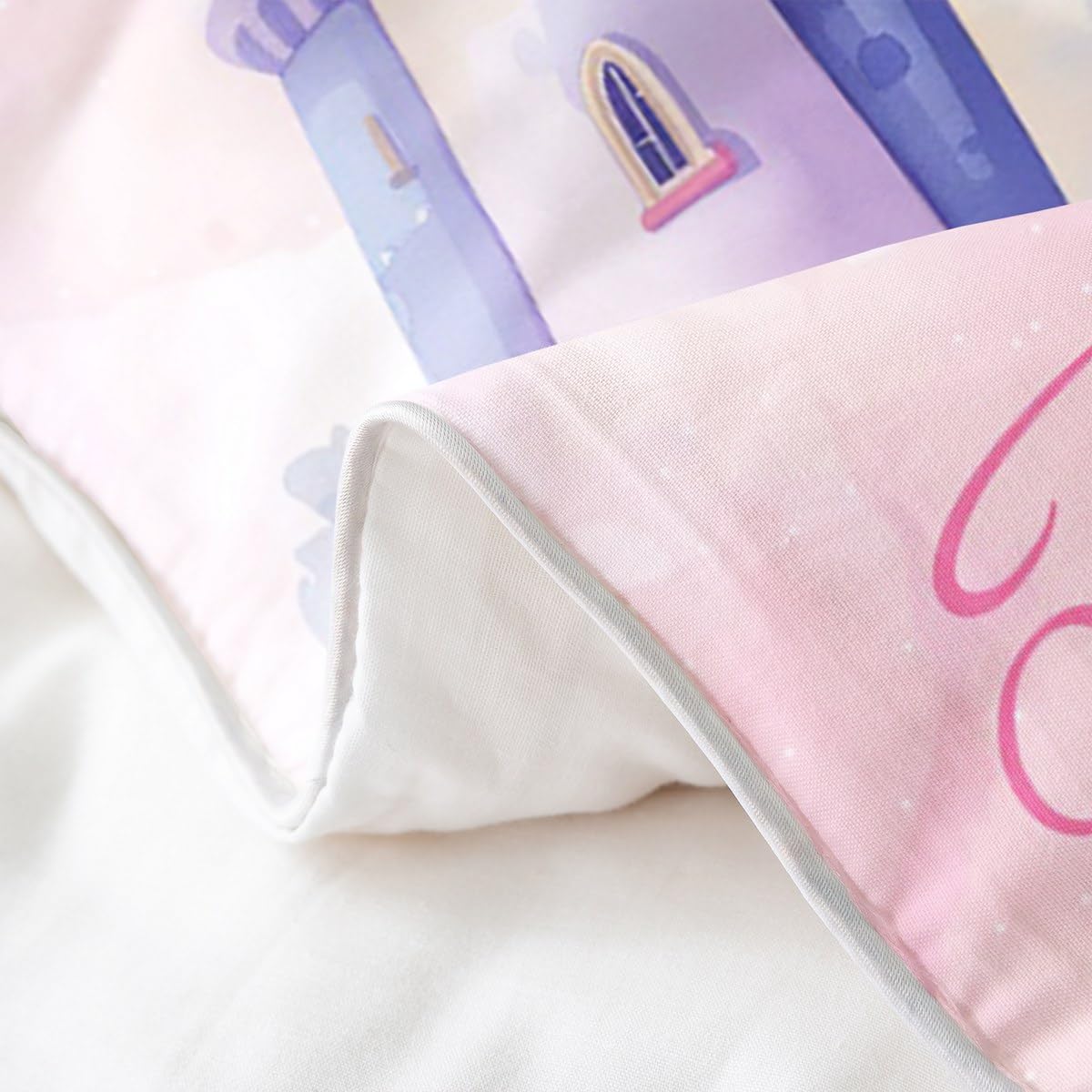 Manfei Princess 100% Cotton Duvet Cover Set Twin Size, Cute Fairytale Princess Girl Bedding Set 2pcs, Dreamy Castle Quilt Cover, Kids Girls Women Room Decor, 1 Pillowcase,No Comforter