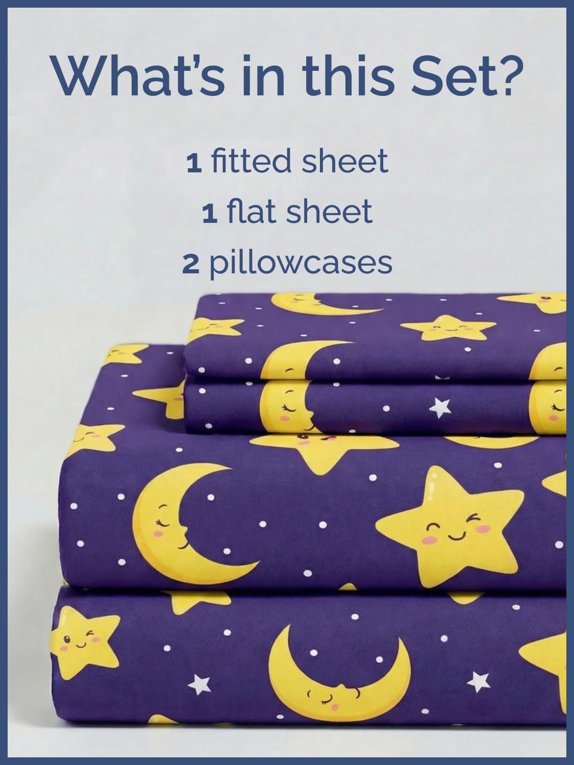 CGK Unlimited Kids Twinkle Stars Queen 4 Piece Sheet Set - Boys, Girls, Teens, Toddler - Easy Fit Deep Pockets - Soft, Cooling & Breathable Sheets - Cute, Cozy, Fade & Wrinkle Free - Machine Washable