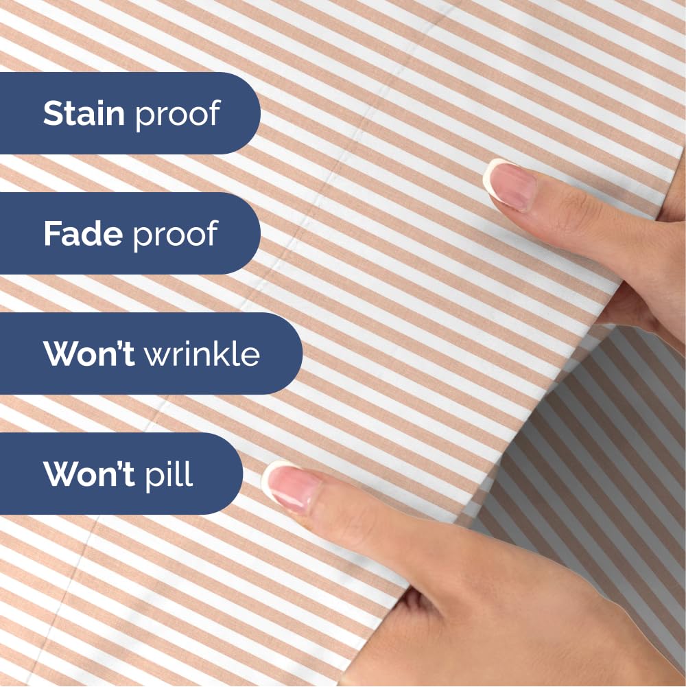 Queen Size 4 Piece Sheet Set - Ultra Soft & Cooling Bed Sheets - Fits 8 Inch to 16 inch Mattress - Wrinkle & Fade Resistant with Deep Pockets - Breathable, Comfy Hotel Luxury Bedding - Blush Stripes