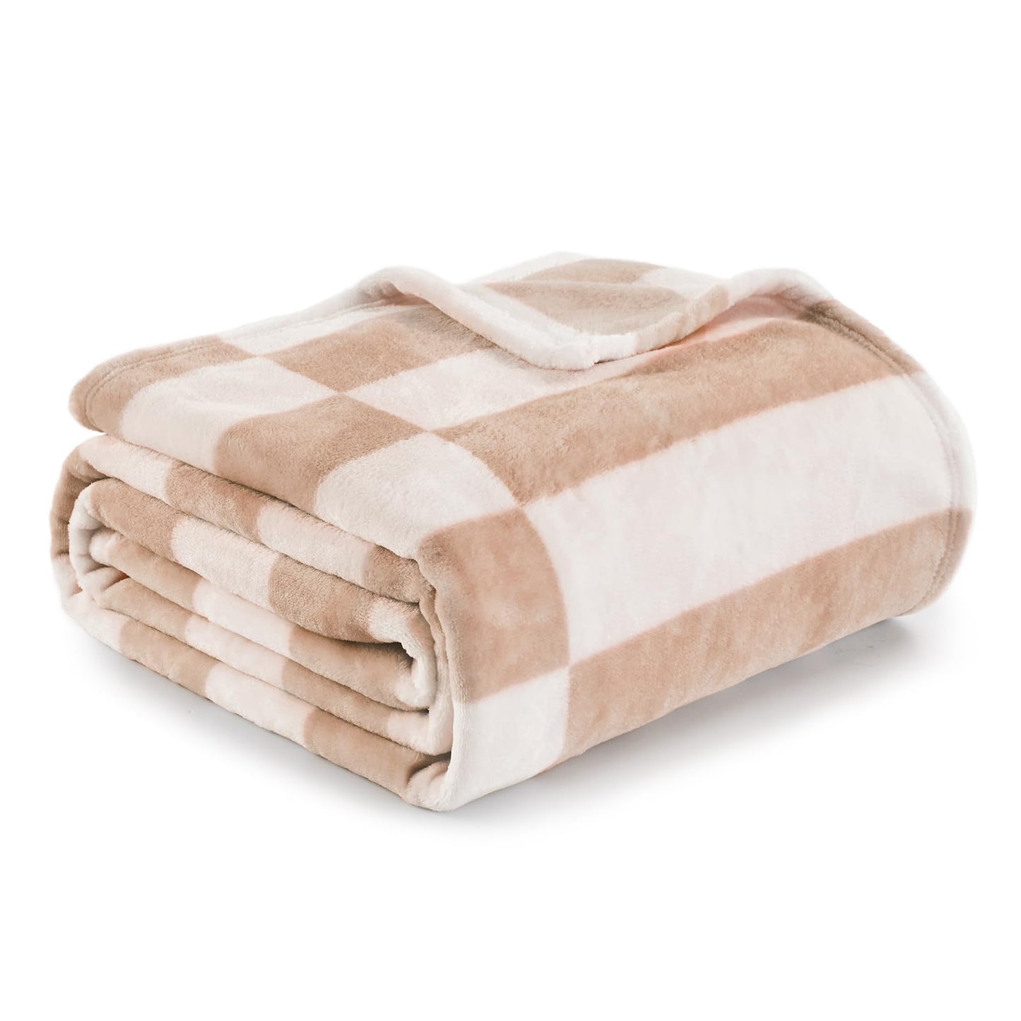PLEVONITH Cozy Blankets for Women Gift - Striped Throw Blanket Checkered, Brown Warm Blankets for Winter, Twin Blanket 60x80 Inches