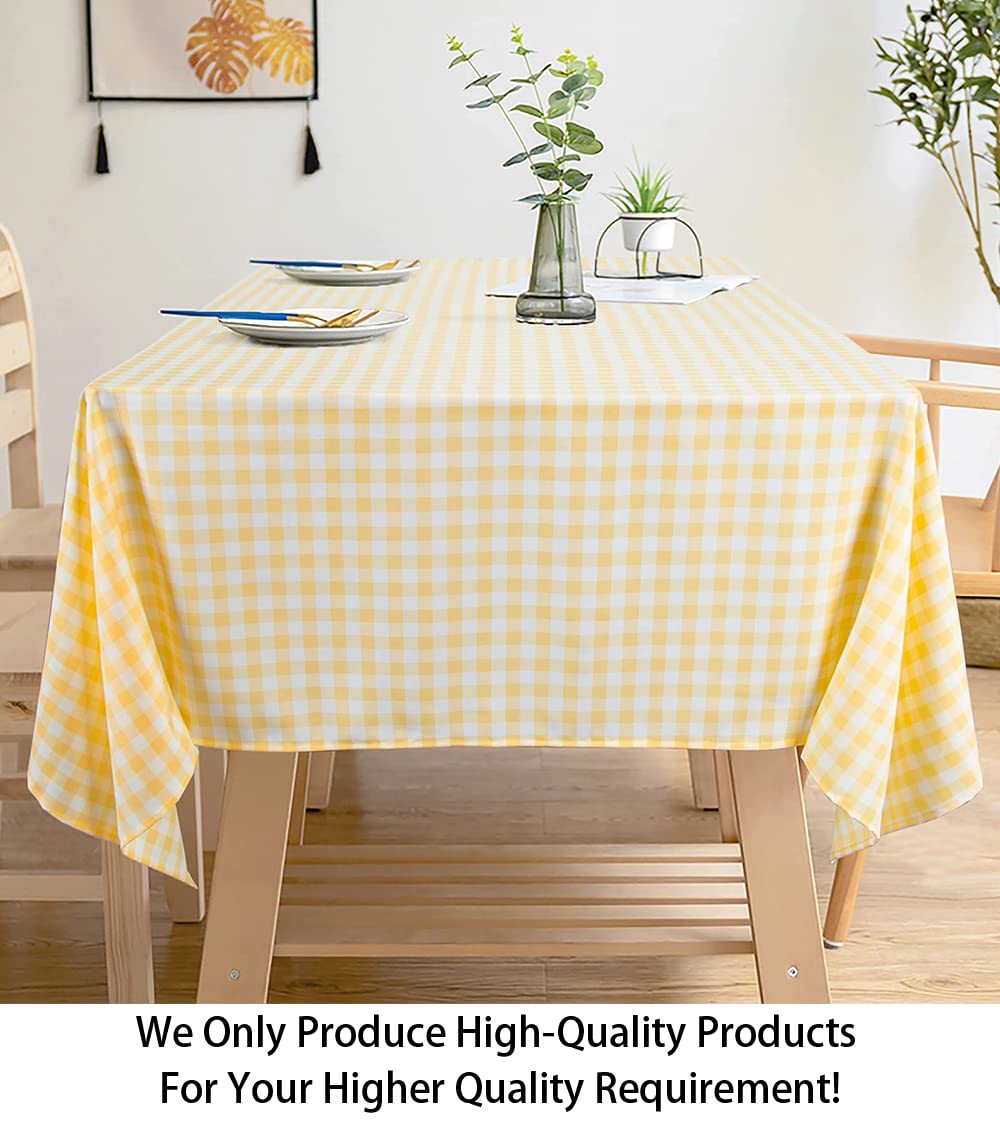 ShinyBeauty Checkered Tablecloth Rectangle 54''x70'' Yellow Buffalo Plaid Tablecloths Gingham Check Table Cloth Cotton Table Linen Waterproof Fabric Table Cloths for Kitchen Dining Picnic