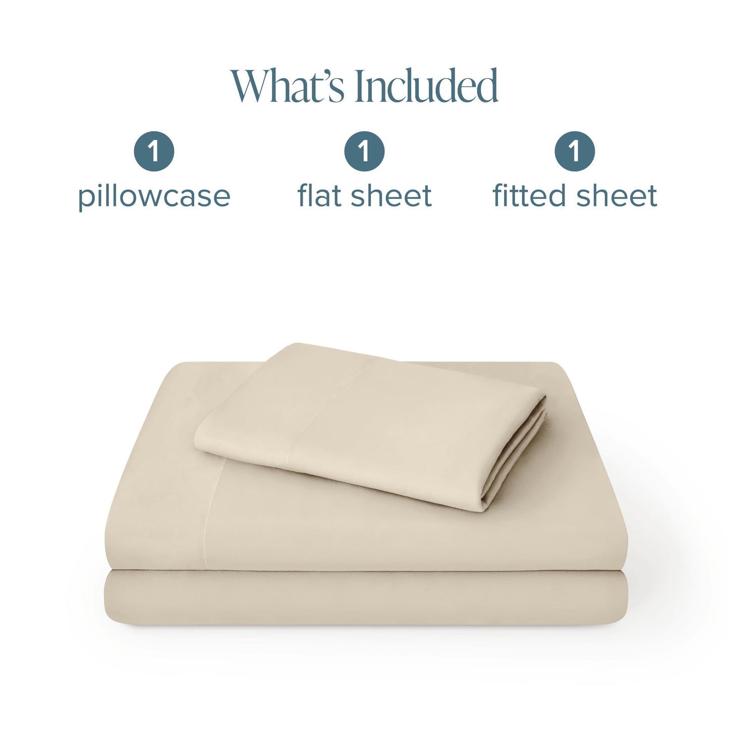 Bare Home Twin Sheet Set - Hotel Luxury - Deep Pockets - Double Brushed Microfiber for Softness - Easy Fit - 3 Piece Set - Bed Sheets with Envelope Pillowcases (Twin, Sand)