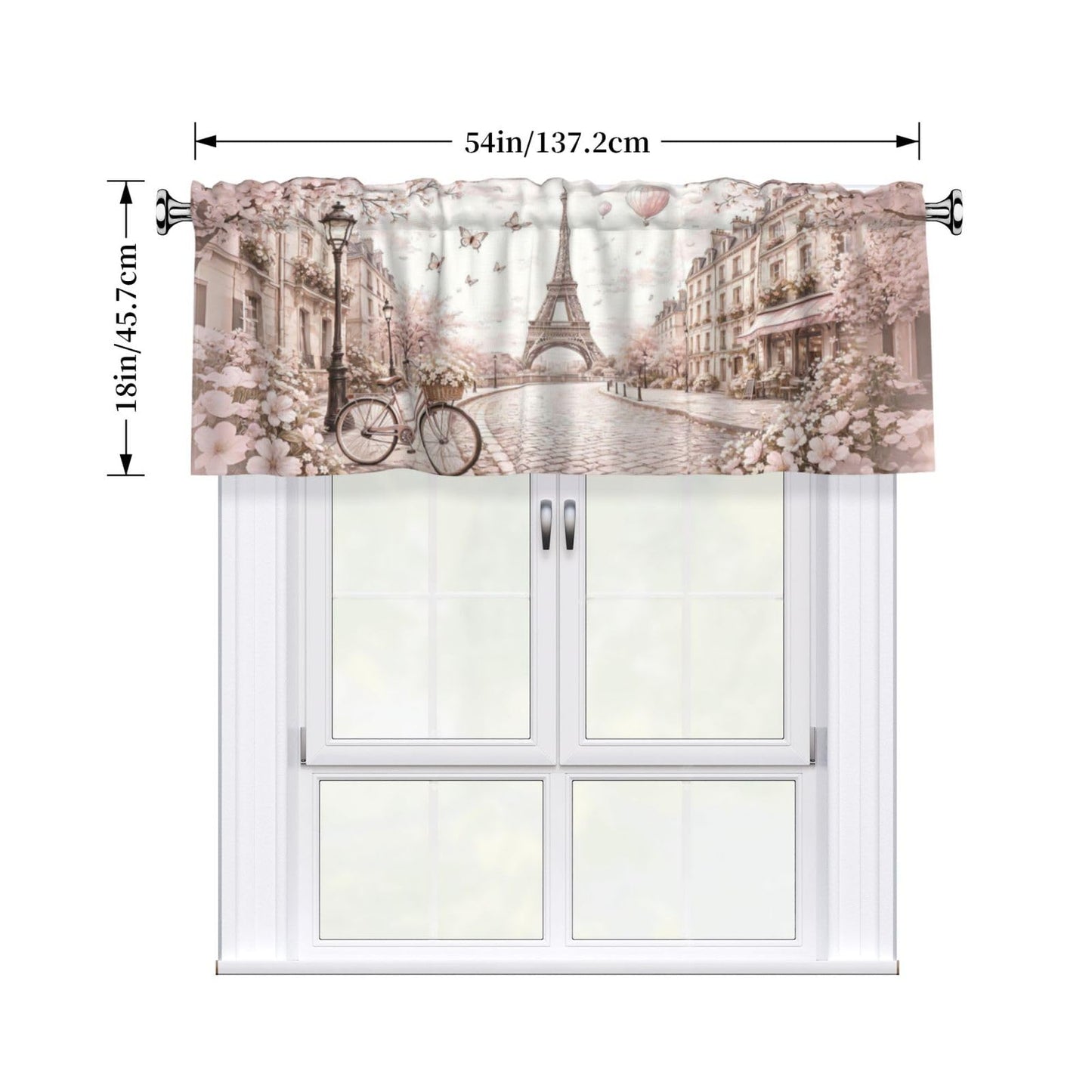 VeySlHio Romance Paris Curtain Valance 54x18 Inches Window Treatment Rod Pocket Valance for Kitchen Bathroom Bedroom