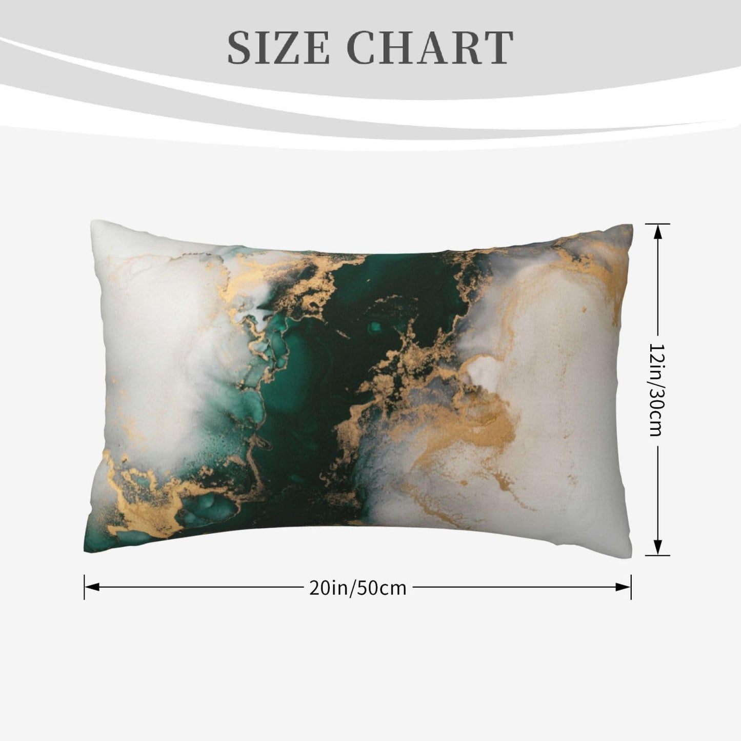 Tebjh Emerald Green and Gold Marble Pillow Covers 12x20 Set of 2, Green and Gold Throw Pillow Covers Outdoor Decorative Lumbar Pillow Case for Couch Bed Sofa Cushion Home Decor