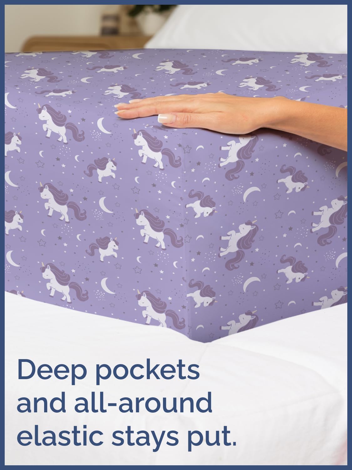 Kids Twin Size Bed Sheet Set - 3 Piece Kids Loft Bed Sheets - Purple Unicorn Butterfly Theme Bedding - Soft, Cute - Breathable and Machine Washable - Moon Bed Set for Boys, Girls, Teens and Toddlers