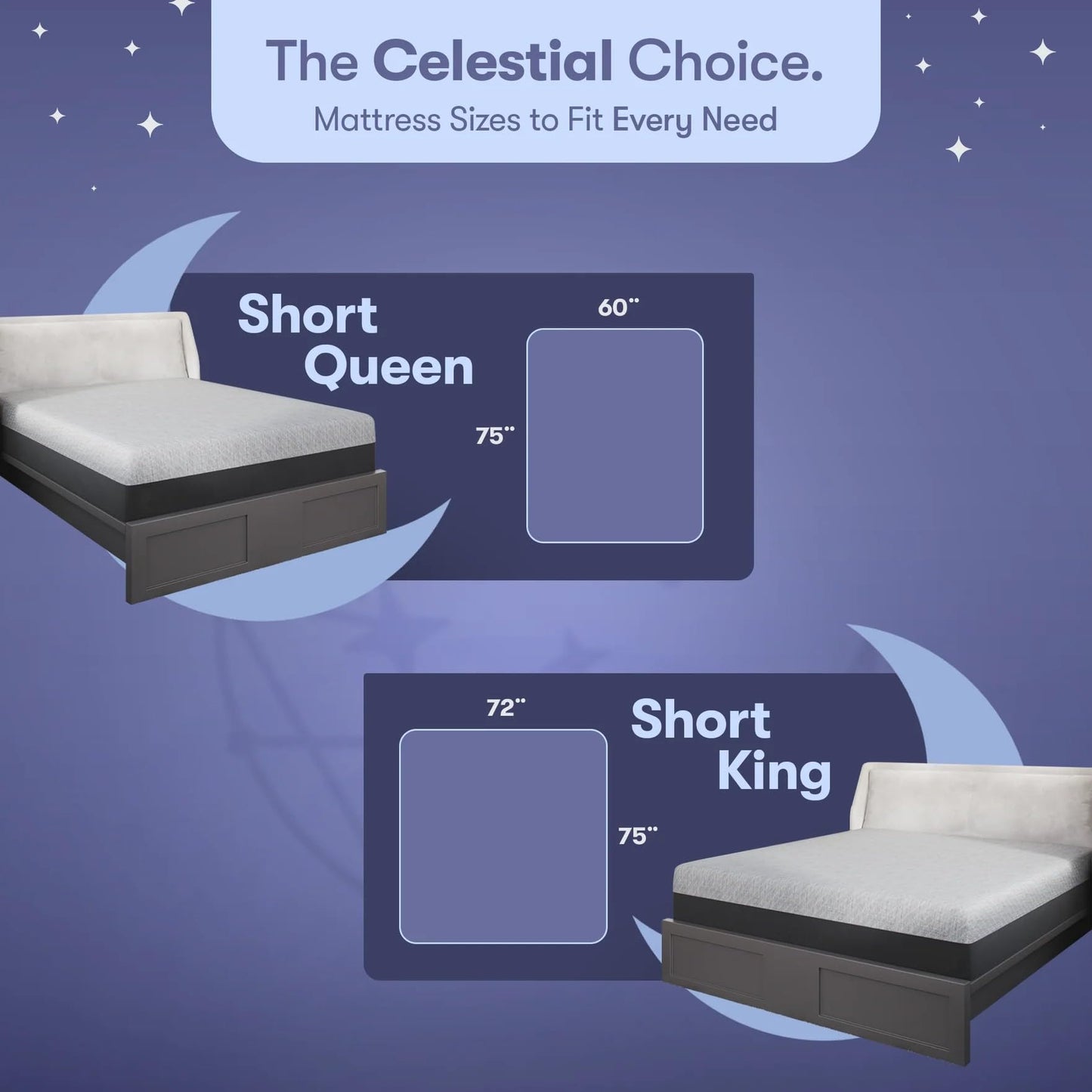 Celestial Sleep 10 Inch RV Short Queen Mattress, Made in The USA, CertiPUR-US®, Oeko-Tex®, and Fiberglass-Free™ Certified Cooling Memory Foam Camper Bed - Medium