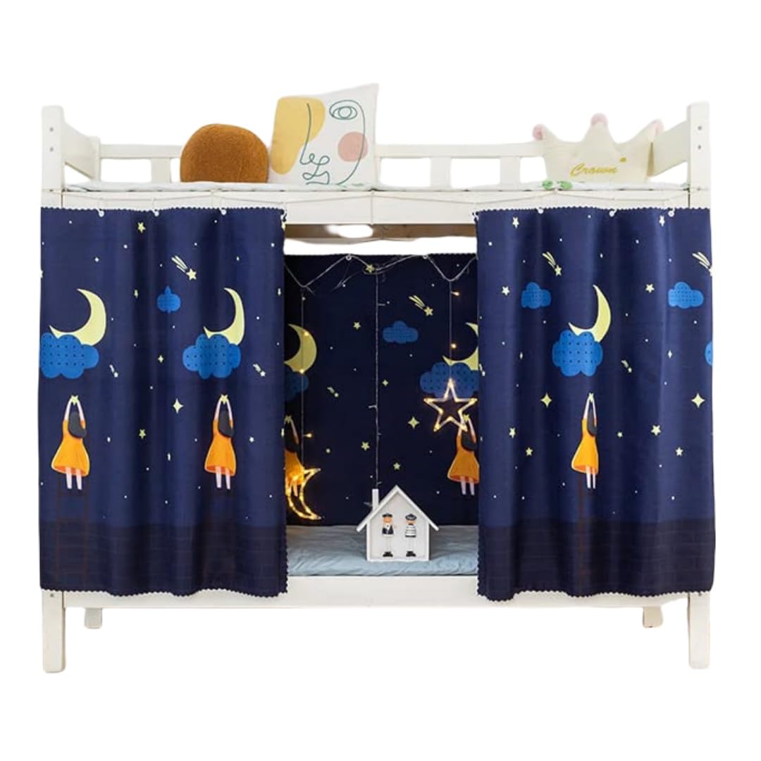 YMMMY ROSE Thicken Bunk Bed Curtains Privacy Bed Canopy Drapes Blackout Bottom Bunk Bed Curtains Breathable Dustproof Cloth Curtains Loft Bed Dorm Curtain 2 Panels