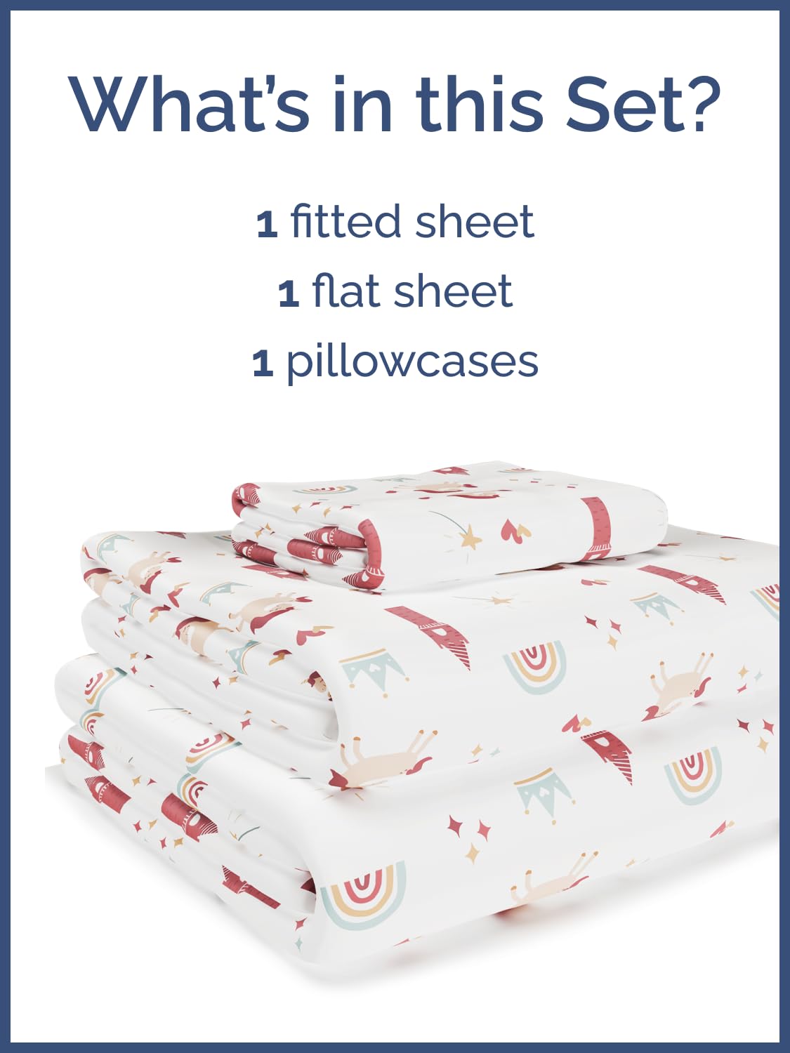 Kids Twin Size Bed Sheet Set - 3 Piece Kids Loft Bed Sheets - Princess Rainbow Themed Bedding - Soft, Cute and Cozy - Breathable & Machine Washable - Unicorn Bed Set for Boys, Girls, Teens & Toddlers