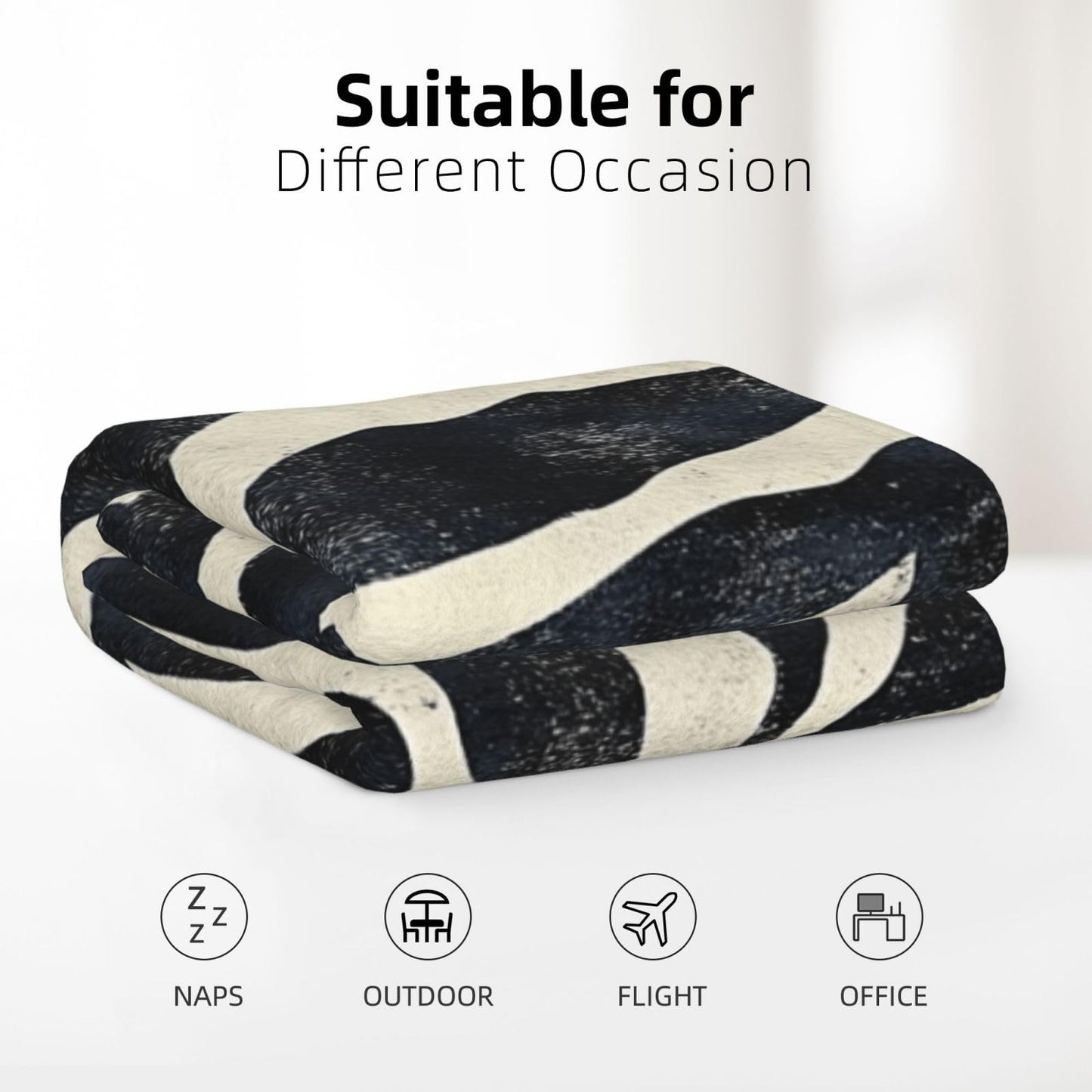Cafemira Zebra Stripes Flannel Throw Blanket,Fleece Blankets for Room,Couch,Dorm,Camping,All Seasons,Lightweight & Comfortable,Easy to fold,Warm durables,Ideal for Bedroom or Dorm,40x30 Inch