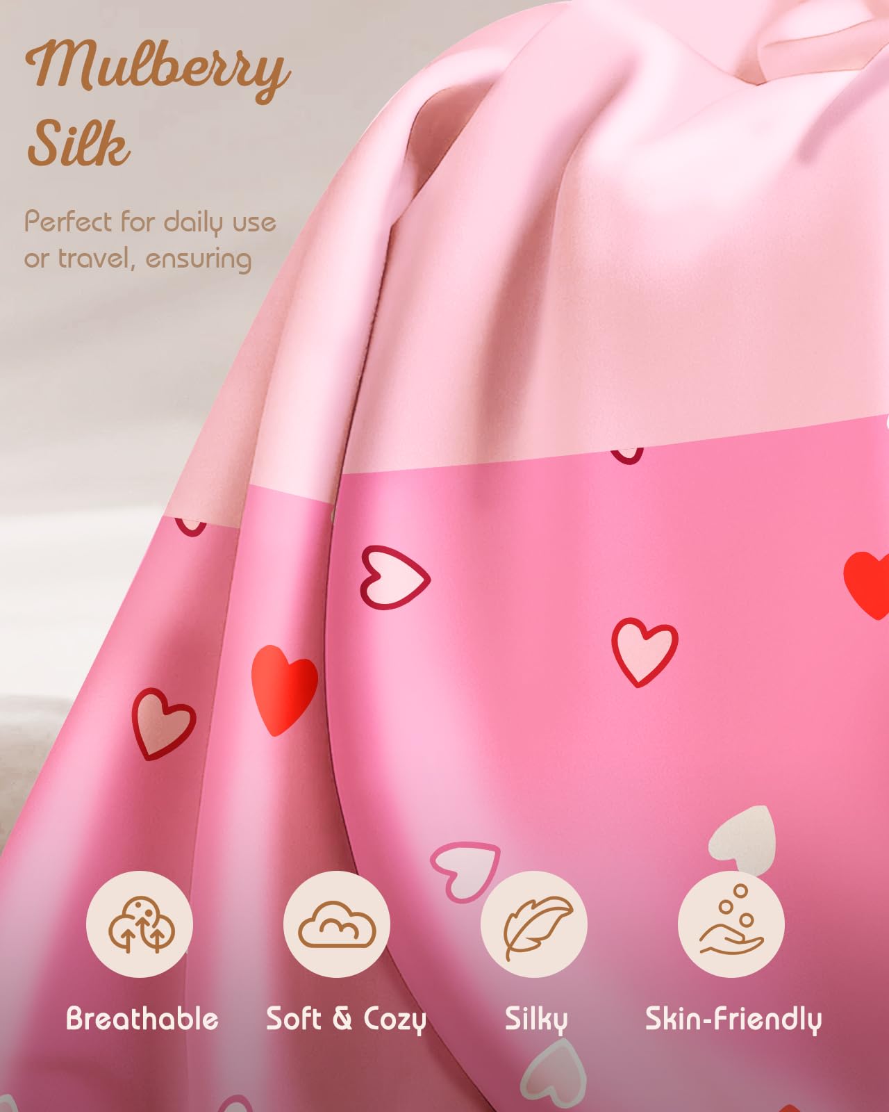 Miss Adola Kids Pillowcases Standard Size 20"x26" - Cute Cartoon Soft Breathable Silk Pillow Cases for Hair and Skin with Hidden Zipper for Women Girls Fun Kawaii Design for Bedding, Point Bow