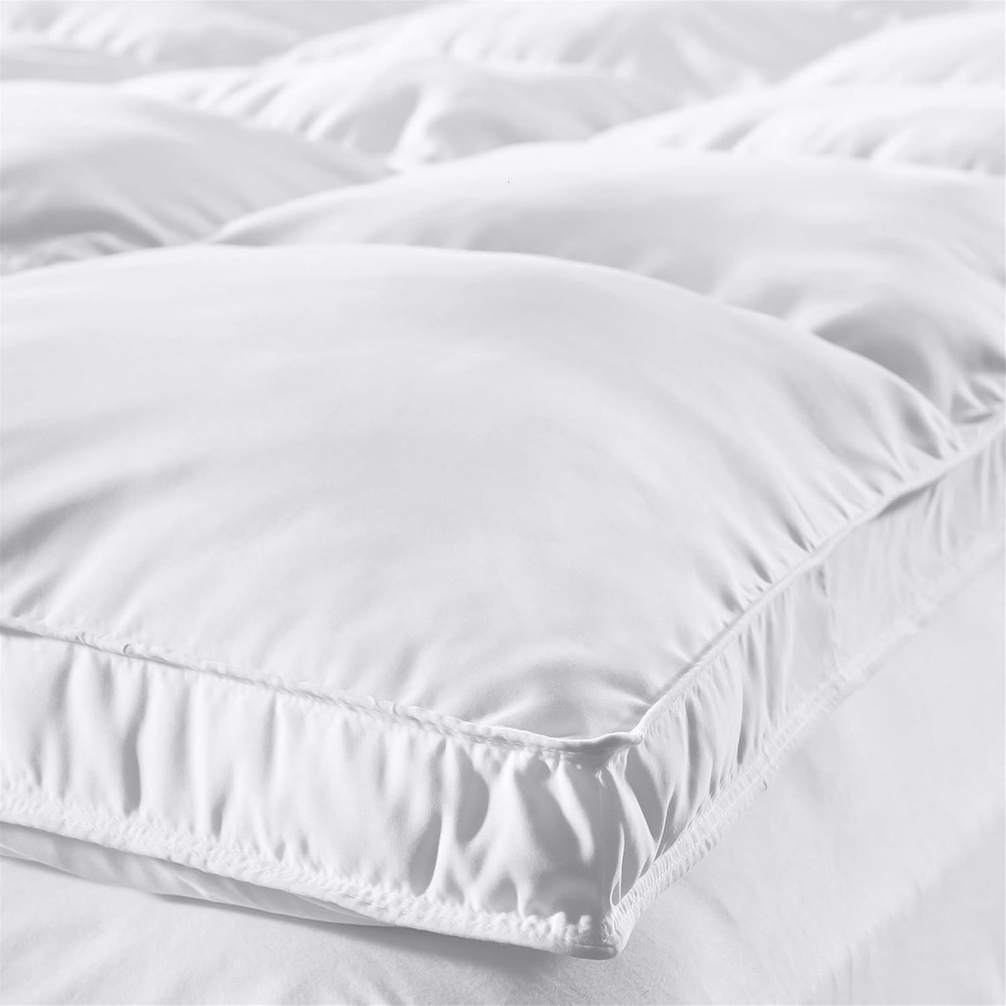 Superior Mattress Topper, Down Alternative, 2 Inch Deep Sized Bed Pillow Top, Comfort Pad, Fluffy Mattress-Topper Protector, Plush Cooling Extra Soft, Hotel Quality, Sleep, All-Season, Twin, White