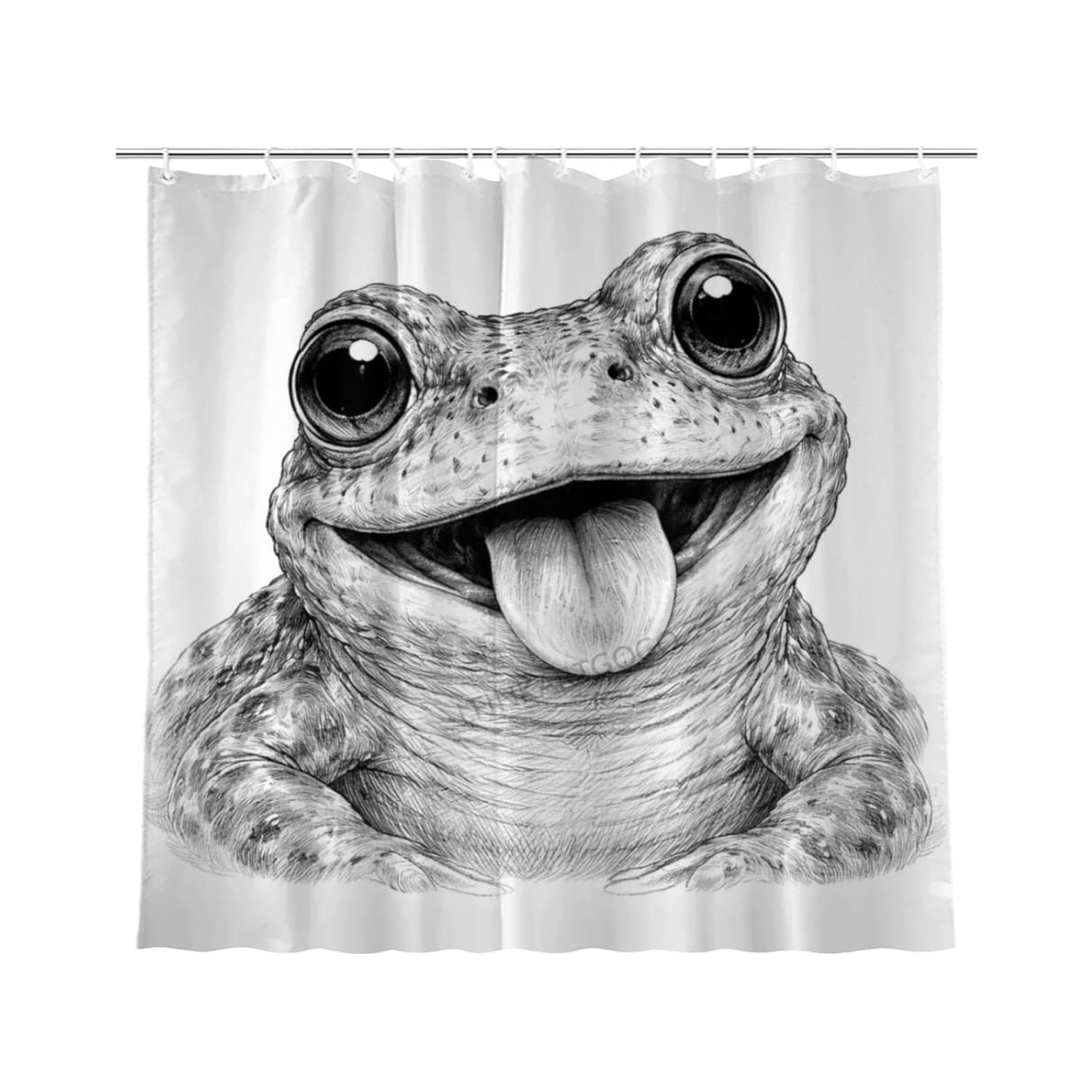 LFINKARTGOGO Sketch Frog Shower Curtain 72x72 Inch with 12 Hooks Black White Animal Portrait Bathroom Decor Cute Animal Waterproof Washable Polyester Bath Curtain