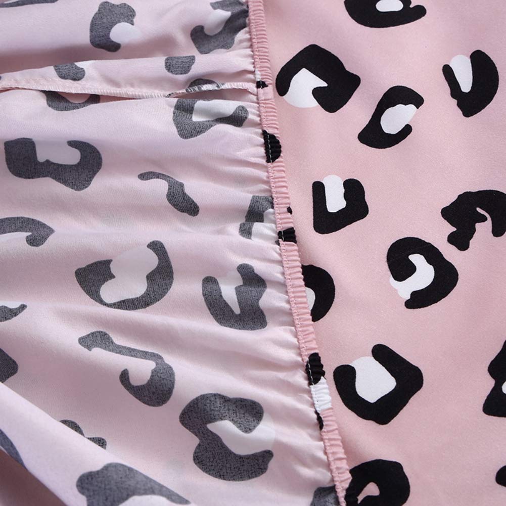 Girls Leopard Print Bedding Set Teens Luxury Pink Black Cheetah Print Bed Sheet Set Twin Size for Kids Children Women Bedroom Decor Fitted Sheet Chic Wild Animal Bed Cover with 1 Pillow Case