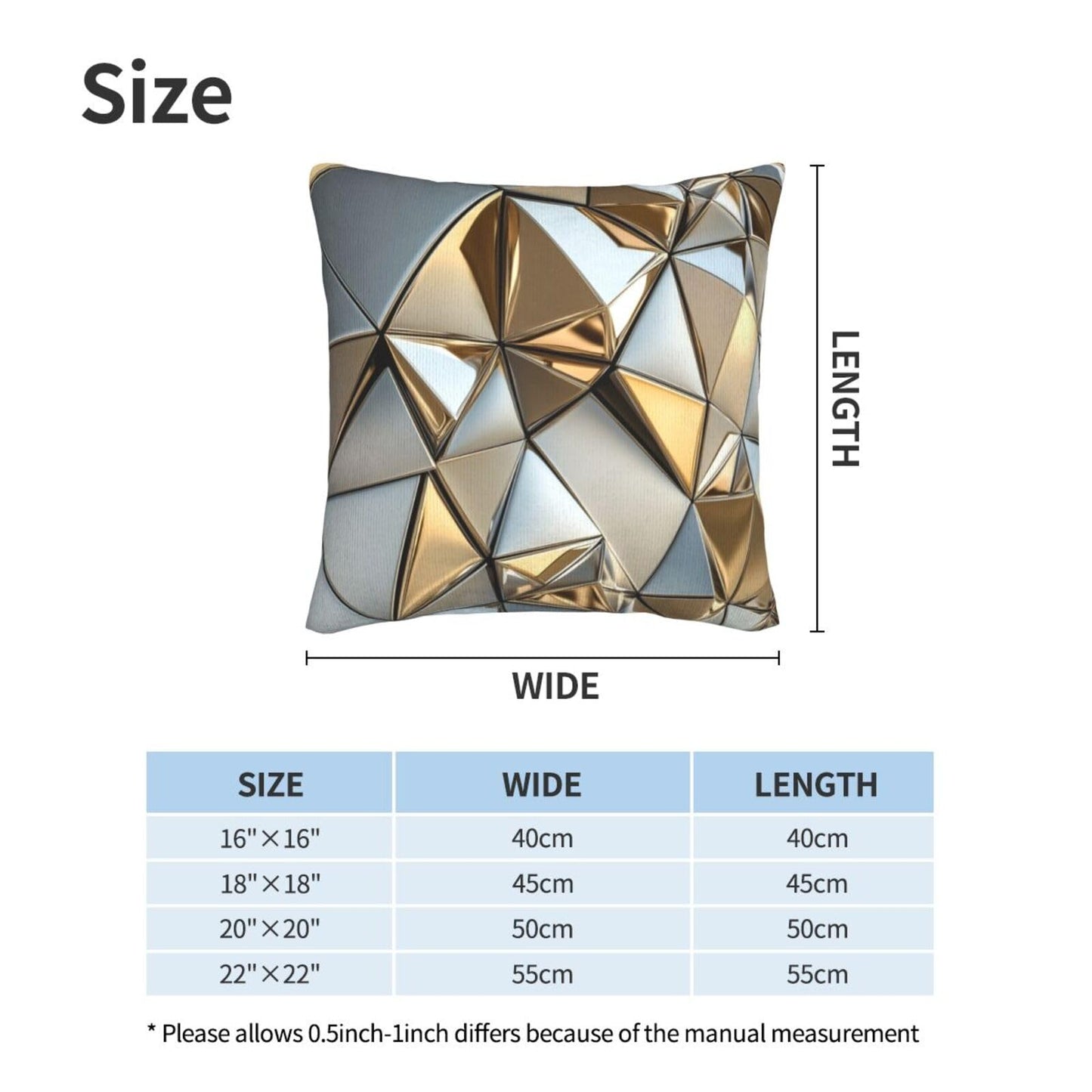Droerfes Geometry Gold Abstract Throw Pillow Covers Set of 2 Couch Pillow Case Decoration Cushion Covers for Sofa Home Living Room Bedroom Outdoor 18X18 Inch